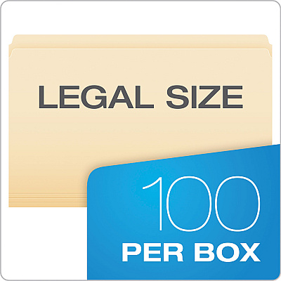 Pendaflex Manila File Folders, Straight Tabs, Legal Size, 0.75" Expansion, Manila, 100/Box (PFX753)