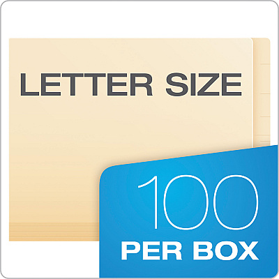 Pendaflex Manila Laminated Spine Shelf File Folders, Straight Tabs, Letter Size, Manila, 50/Box (PFX11230)