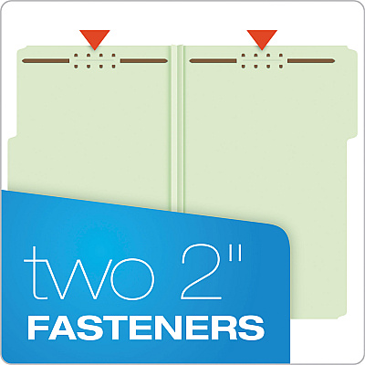 Pendaflex Heavy-Duty Pressboard Folders with Embossed Fasteners, 1/3-Cut Tabs, 3" Expansion, 2 Fasteners, Legal Size, Green, 25/Box (PFX17187)