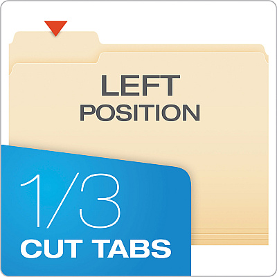 Pendaflex Manila File Folders, 1/3-Cut Tabs: Left Position, Letter Size, 0.75" Expansion, Manila, 100/Box (PFX752131)