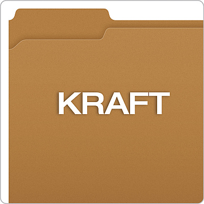 Pendaflex Kraft Fastener Folders, 1/3-Cut Tabs, 1 Fastener, Letter Size, Kraft Exterior, 50/Box (PFXFK211)