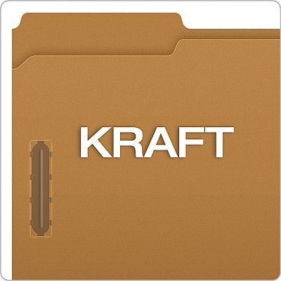 Pendaflex Kraft Fastener Folders, 1/3-Cut Tabs, 2 Fasteners, Legal Size, Kraft Exterior, 50/Box (PFXFK312)