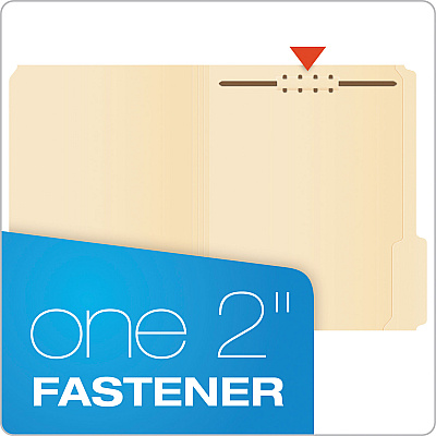 Pendaflex Manila Fastener Folders, 1/3-Cut Tabs, 1 Fastener, Letter Size, Manila Exterior, 50/Box (PFXFM210)