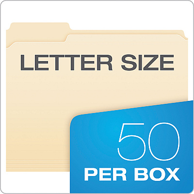 Pendaflex Manila Fastener Folders, 1/3-Cut Tabs, 1 Fastener, Letter Size, Manila Exterior, 50/Box (PFXFM210)