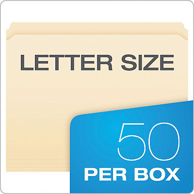 Pendaflex Manila Fastener Folders, Straight Tabs, 1 Fastener, Letter Size, Manila Exterior, 50/Box (PFXFM211)