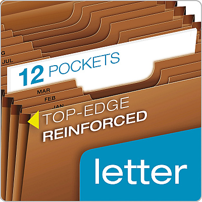 Pendaflex Heavy-Duty Expanding File with Reinforced Flap, 12 Sections, Elastic Cord Closure, 1/3-Cut Tabs, Letter Size, Redrope (R117MLHD)