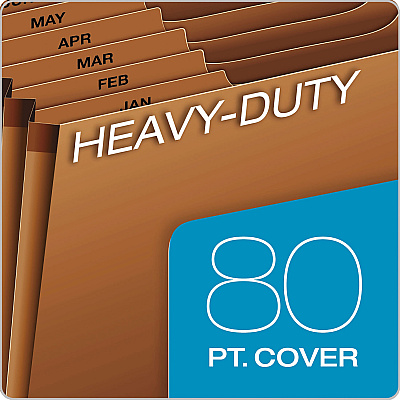 Pendaflex Heavy-Duty Expanding File with Reinforced Flap, 12 Sections, Elastic Cord Closure, 1/3-Cut Tabs, Letter Size, Redrope (R117MLHD)