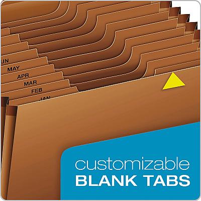 Pendaflex Heavy-Duty Expanding File with Reinforced Flap, 12 Sections, Elastic Cord Closure, 1/3-Cut Tabs, Letter Size, Redrope (R117MLHD)