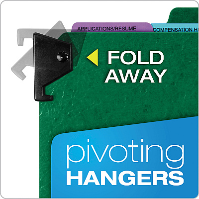 Pendaflex Hanging-Style Personnel Folders, 5 Dividers with 1/5-Cut Tabs, Letter Size, 1/3-Cut Exterior Tabs, Green (PFXSER2GR)