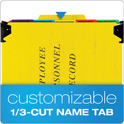 Pendaflex Hanging-Style Personnel Folders, 5 Dividers with 1/5-Cut Tabs, Letter Size, 1/3-Cut Exterior Tabs, Yellow (PFXSER2YEL)