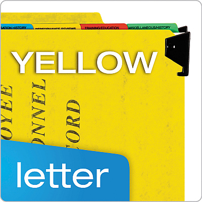 Pendaflex Hanging-Style Personnel Folders, 5 Dividers with 1/5-Cut Tabs, Letter Size, 1/3-Cut Exterior Tabs, Yellow (PFXSER2YEL)
