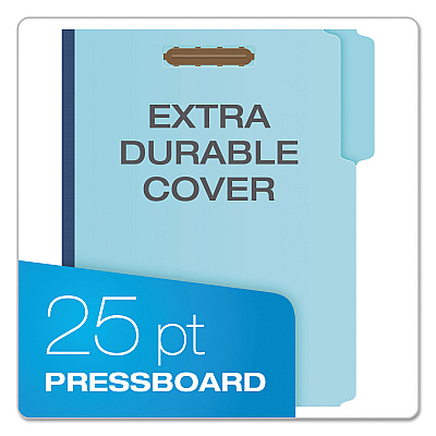 Earthwise by Pendaflex Heavy-Duty Pressboard Fastener Folders, 2" Expansion, 2 Fasteners, Letter Size, Light Blue, 25/Box (GLW61542)
