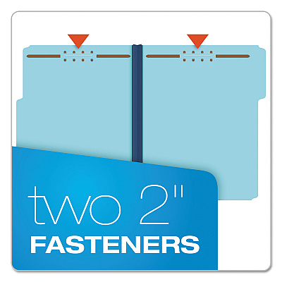 Earthwise by Pendaflex Heavy-Duty Pressboard Fastener Folders, 2" Expansion, 2 Fasteners, Letter Size, Light Blue, 25/Box (GLW61542)