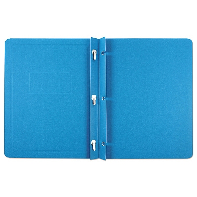 Oxford Title Panel and Border Front Report Cover, 3-Prong Fastener, Panel and Border Cover, 0.5" Cap, 8.5 x 11, Light Blue, 25/Box (OXF52501)