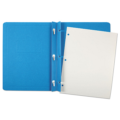 Oxford Title Panel and Border Front Report Cover, 3-Prong Fastener, Panel and Border Cover, 0.5" Cap, 8.5 x 11, Light Blue, 25/Box (OXF52501)