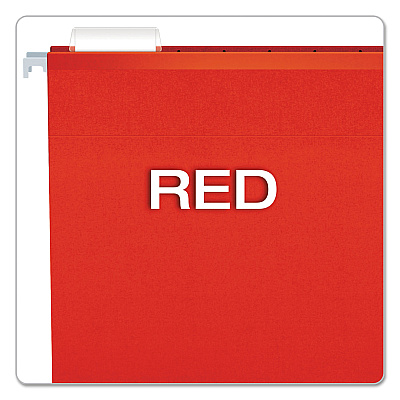 Pendaflex Extra Capacity Reinforced Hanging File Folders with Box Bottom, 2" Capacity, Letter Size, 1/5-Cut Tabs, Red, 25/Box (PFX4152X2RED)