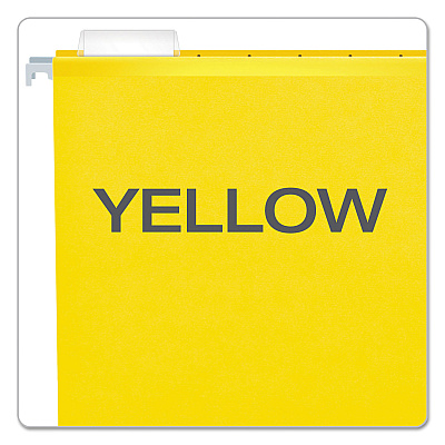 Pendaflex Extra Capacity Reinforced Hanging File Folders with Box Bottom, 2" Capacity, Letter Size, 1/5-Cut Tabs, Yellow, 25/Box (PFX4152X2YEL)