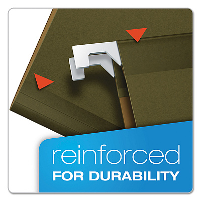 Pendaflex Extra Capacity Reinforced Hanging File Folders with Box Bottom, 4" Capacity, Legal Size, 1/5-Cut Tabs, Green, 25/Box (PFX4153X4)