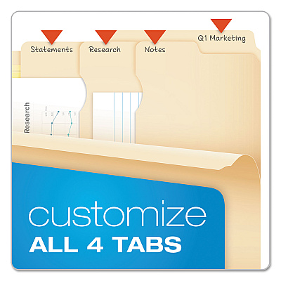 Pendaflex Divide It Up File Folder, 1/2-Cut Tabs: Assorted, Letter Size, 0.75" Expansion, Manila, 24/Pack (PFX10770)