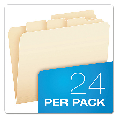 Pendaflex Divide It Up File Folder, 1/2-Cut Tabs: Assorted, Letter Size, 0.75" Expansion, Manila, 24/Pack (PFX10770)
