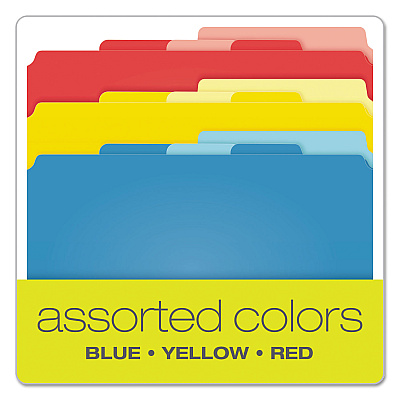Pendaflex Divide It Up File Folder, 1/2-Cut Tabs: Assorted, Letter Size, 0.75" Expansion, Assorted Colors, 24/Pack (PFX10772)