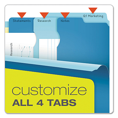 Pendaflex Divide It Up File Folder, 1/2-Cut Tabs: Assorted, Letter Size, 0.75" Expansion, Assorted Colors, 24/Pack (PFX10772)