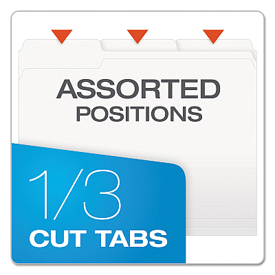 Pendaflex Colored File Folders, 1/3-Cut Tabs: Assorted, Letter Size, White, 100/Box (PFX15213WHI)