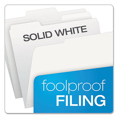 Pendaflex Colored File Folders, 1/3-Cut Tabs: Assorted, Letter Size, White, 100/Box (PFX15213WHI)