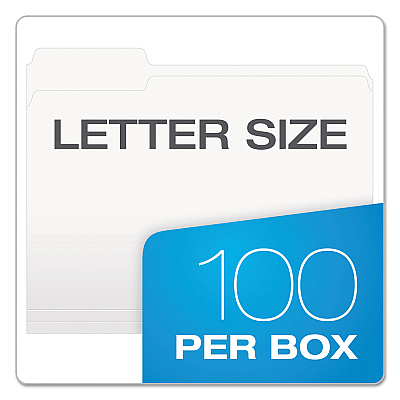 Pendaflex Colored File Folders, 1/3-Cut Tabs: Assorted, Letter Size, White, 100/Box (PFX15213WHI)