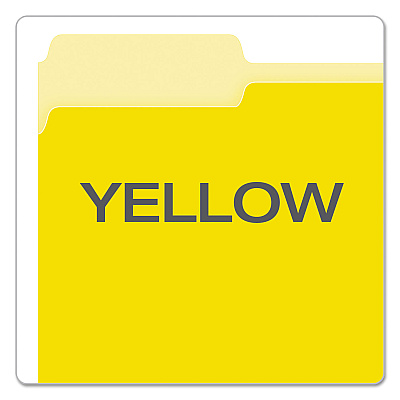 Pendaflex Colored File Folders, 1/3-Cut Tabs: Assorted, Letter Size, Yellow/Light Yellow, 100/Box (PFX15213YEL)