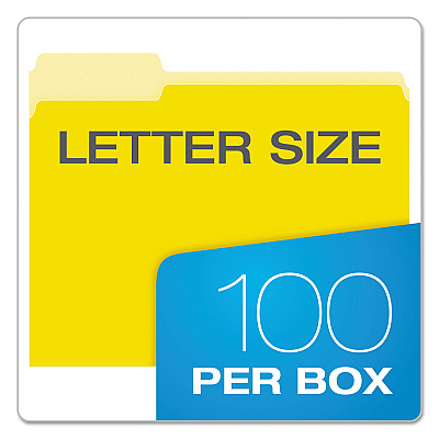 Pendaflex Colored File Folders, 1/3-Cut Tabs: Assorted, Letter Size, Yellow/Light Yellow, 100/Box (PFX15213YEL)