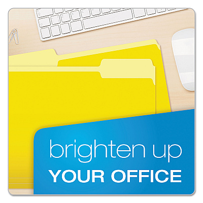 Pendaflex Colored File Folders, 1/3-Cut Tabs: Assorted, Letter Size, Yellow/Light Yellow, 100/Box (PFX15213YEL)