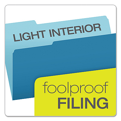 Pendaflex Colored File Folders, 1/3-Cut Tabs: Assorted, Legal Size, Blue/Light Blue, 100/Box (PFX15313BLU)