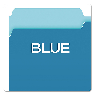 Pendaflex Colored File Folders, 1/3-Cut Tabs: Assorted, Legal Size, Blue/Light Blue, 100/Box (PFX15313BLU)