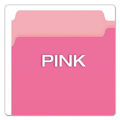 Pendaflex Colored File Folders, 1/3-Cut Tabs: Assorted, Legal Size, Pink/Light Pink, 100/Box (PFX15313PIN)