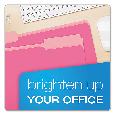 Pendaflex Colored File Folders, 1/3-Cut Tabs: Assorted, Legal Size, Pink/Light Pink, 100/Box (PFX15313PIN)