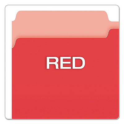 Pendaflex Colored File Folders, 1/3-Cut Tabs: Assorted, Legal Size, Red/Light Red, 100/Box (PFX15313RED)