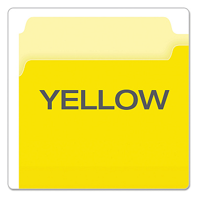 Pendaflex Colored File Folders, 1/3-Cut Tabs: Assorted, Legal Size, Yellow/Light Yellow, 100/Box (PFX15313YEL)