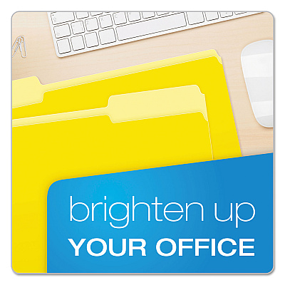 Pendaflex Colored File Folders, 1/3-Cut Tabs: Assorted, Legal Size, Yellow/Light Yellow, 100/Box (PFX15313YEL)