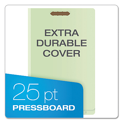 Pendaflex End Tab Classification Folders, 2" Expansion, 1 Divider, 4 Fasteners, Legal Size, Pale Green Exterior, 10/Box (PFX23314)