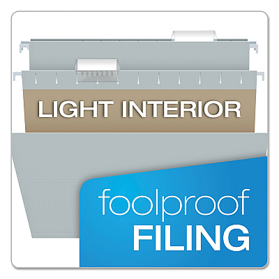 Pendaflex Colored Hanging Folders, Letter Size, 1/5-Cut Tabs, Gray, 25/Box (PFX81604)