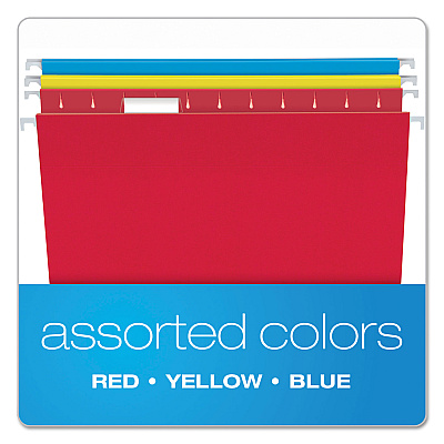Pendaflex Colored Hanging Folders, Letter Size, 1/5-Cut Tabs, Three-Color Assortment, 25/Box (PFX81612)