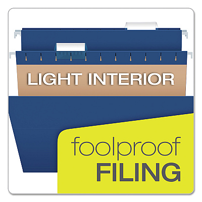 Pendaflex Colored Hanging Folders, Letter Size, 1/5-Cut Tabs, Navy, 25/Box (PFX81615)