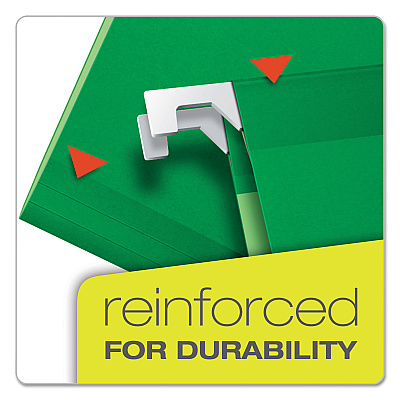Pendaflex Colored Reinforced Hanging Folders, Legal Size, 1/5-Cut Tabs, Bright Green, 25/Box (PFX415315BGR)