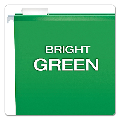 Pendaflex Colored Reinforced Hanging Folders, Legal Size, 1/5-Cut Tabs, Bright Green, 25/Box (PFX415315BGR)