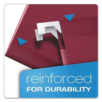 Pendaflex Colored Reinforced Hanging Folders, Legal Size, 1/5-Cut Tabs, Burgundy, 25/Box (PFX415315BUR)
