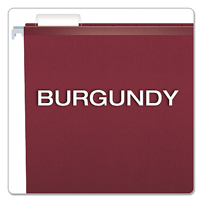Pendaflex Colored Reinforced Hanging Folders, Legal Size, 1/5-Cut Tabs, Burgundy, 25/Box (PFX415315BUR)