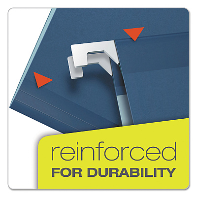 Pendaflex Colored Reinforced Hanging Folders, Legal Size, 1/5-Cut Tabs, Navy, 25/Box (PFX415315NAV)