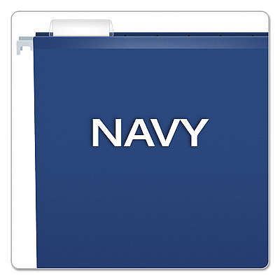 Pendaflex Colored Reinforced Hanging Folders, Legal Size, 1/5-Cut Tabs, Navy, 25/Box (PFX415315NAV)