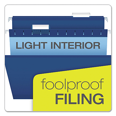Pendaflex Colored Reinforced Hanging Folders, Legal Size, 1/5-Cut Tabs, Navy, 25/Box (PFX415315NAV)